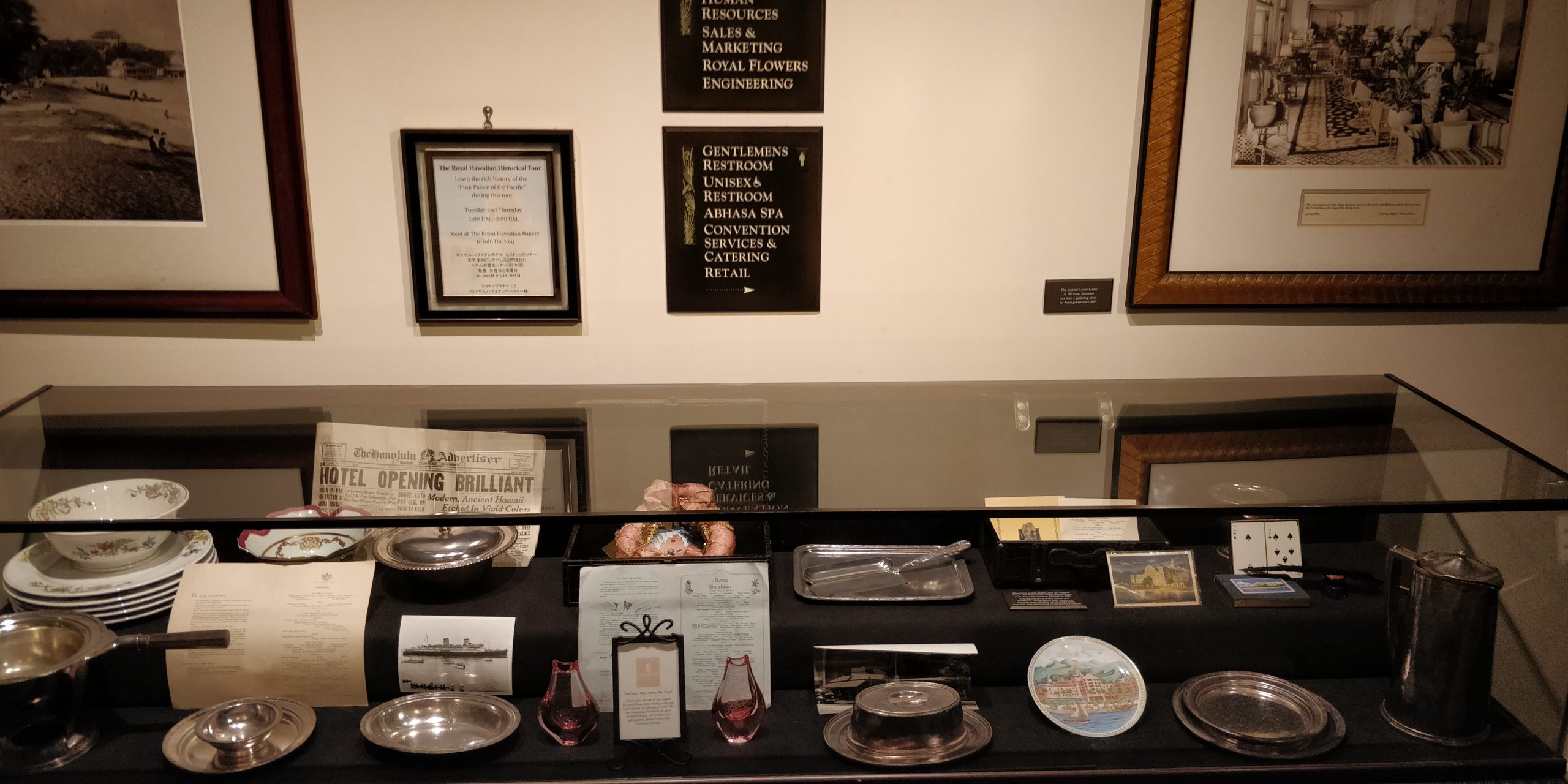 PICTURE OF ORIGINAL ARTIFACTS IN GLASS CASING