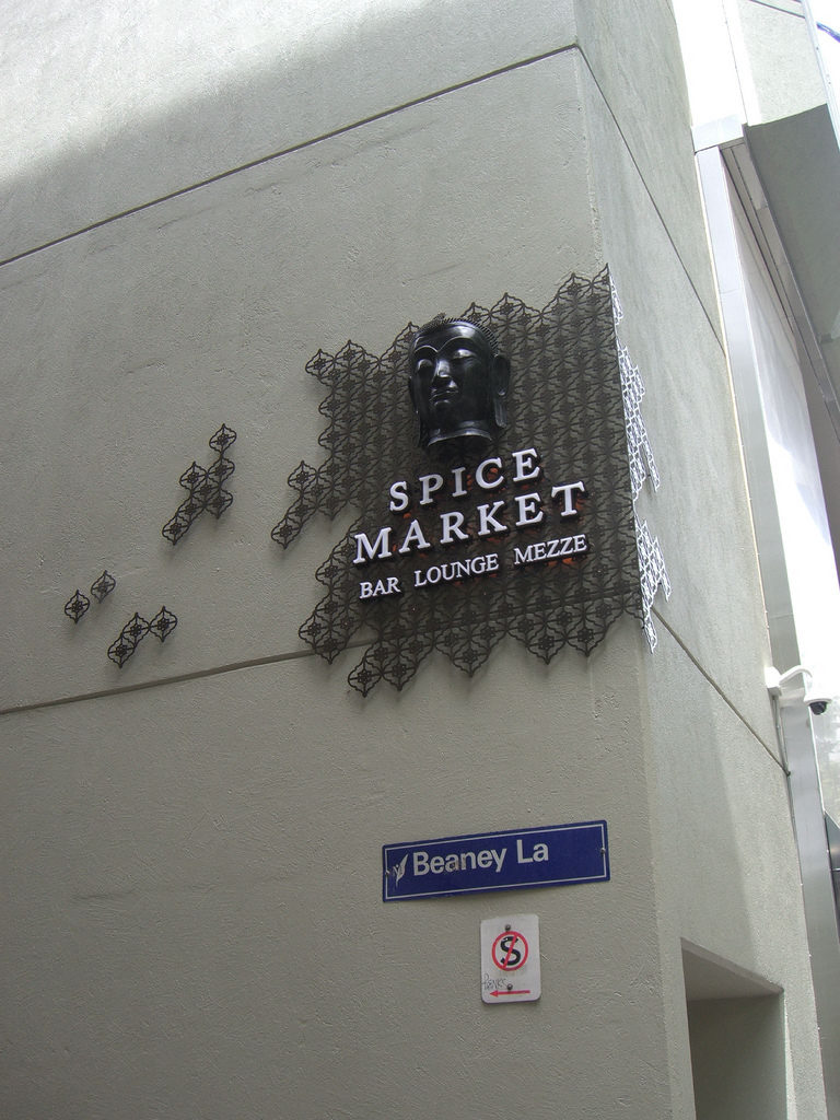 PICTURE OF SPICE MARKET SIGN ON BEANEY LANE