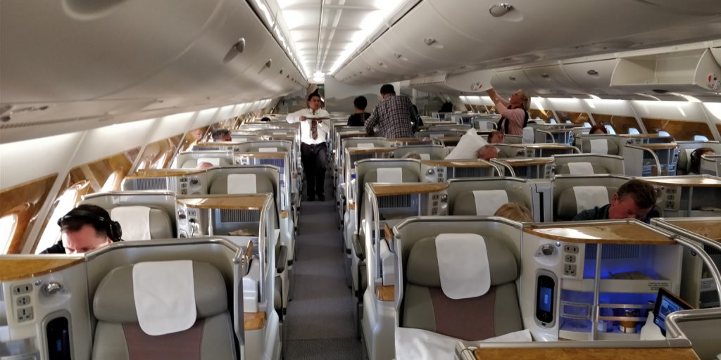 A picture ofEMIRATES 380-800 BUSINESS CABIN on flight EK405.