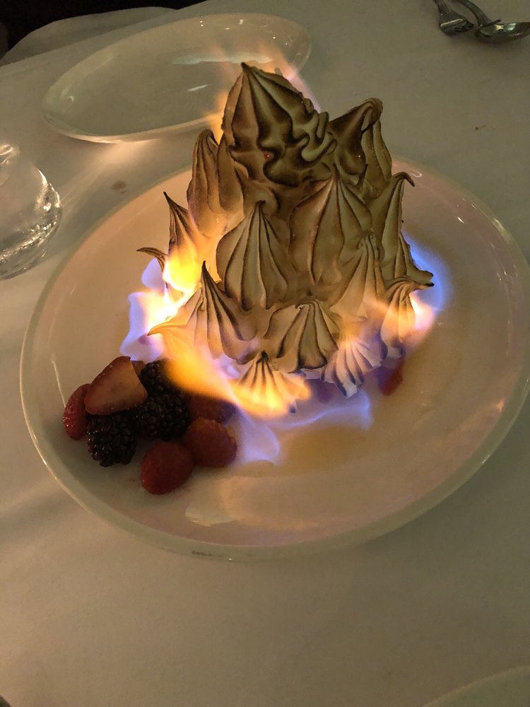 A picture of the baked alaska at harbour sixty restaurant.