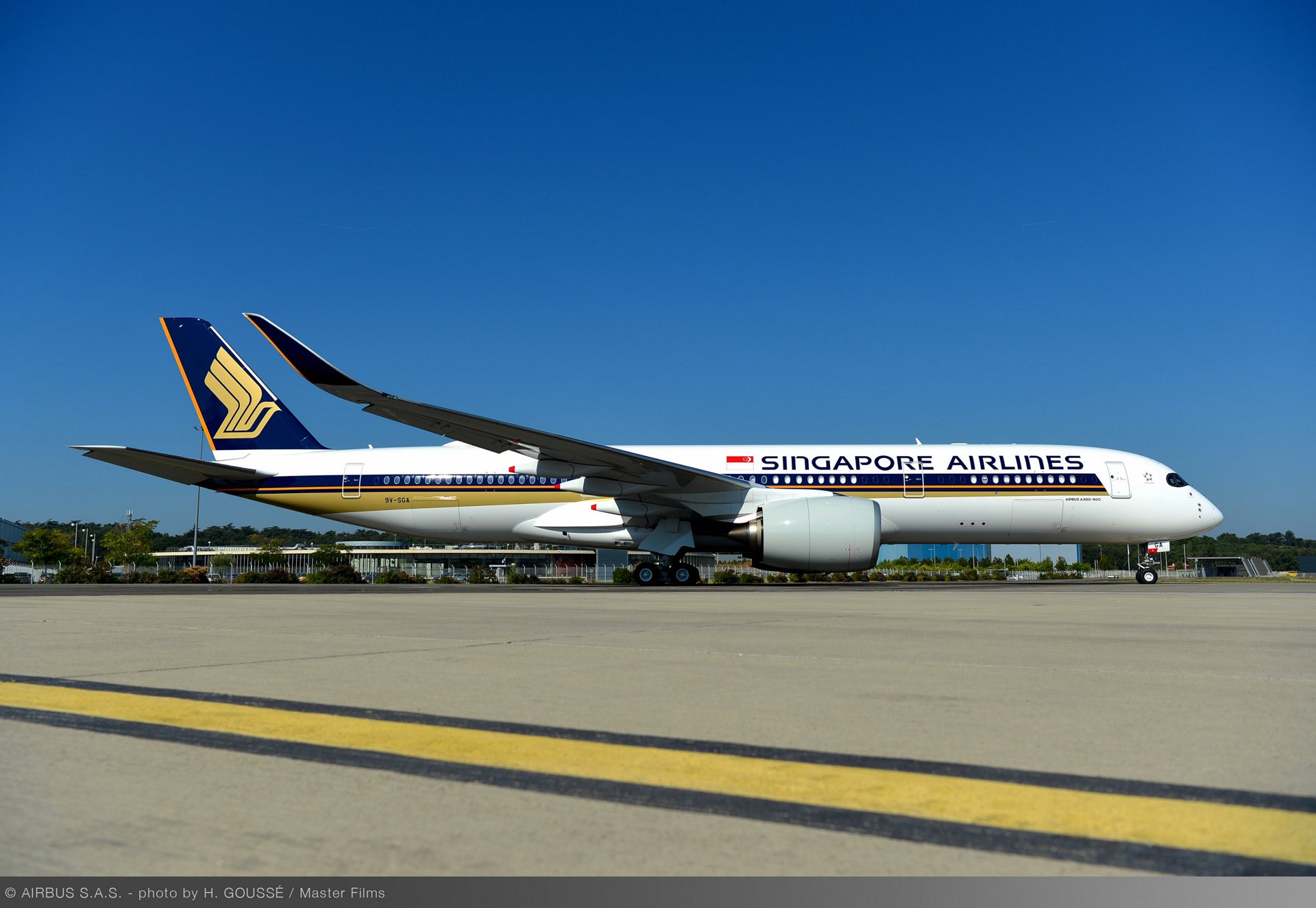 A picture of singapore airlines new a350-900ulr taxiing on the tarmac.