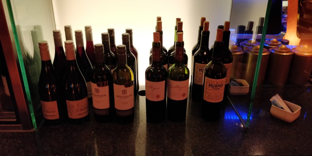 PICTURE OF THE RED WINE SELECTION AT THE GRAND CLUB