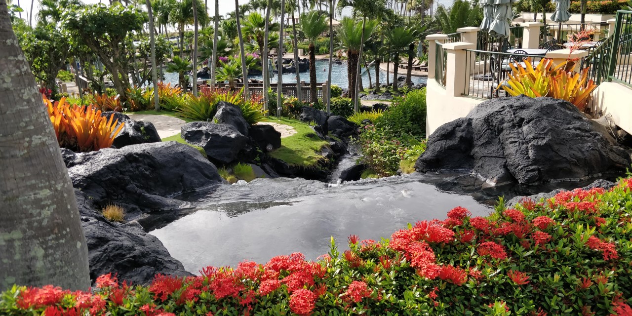 A PICTURE OF THE LAVA ROCK WATERFALL AND POOL