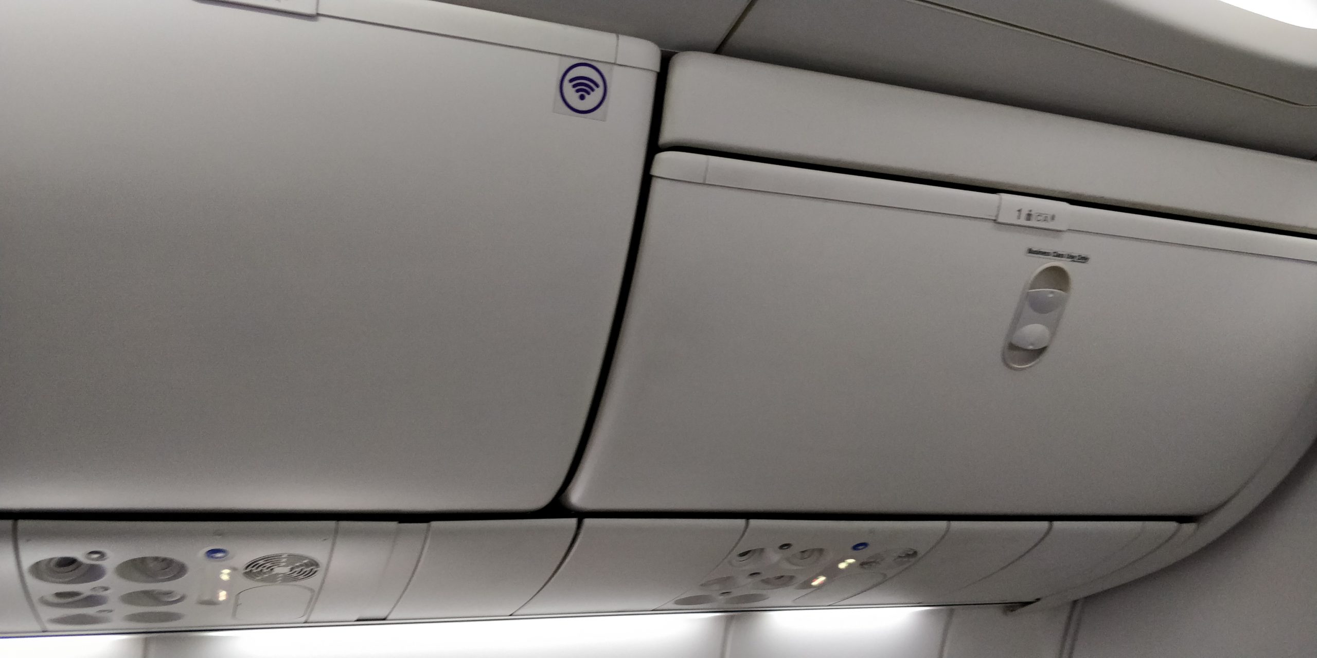 picture of the large bins in business class