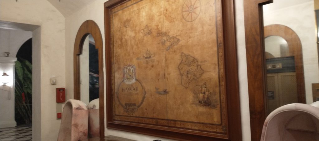 LARGE IMAGE OF THE HISTORIC OLD MAP OF THE ISLANDS BY THE ELEVATOR LOBBY