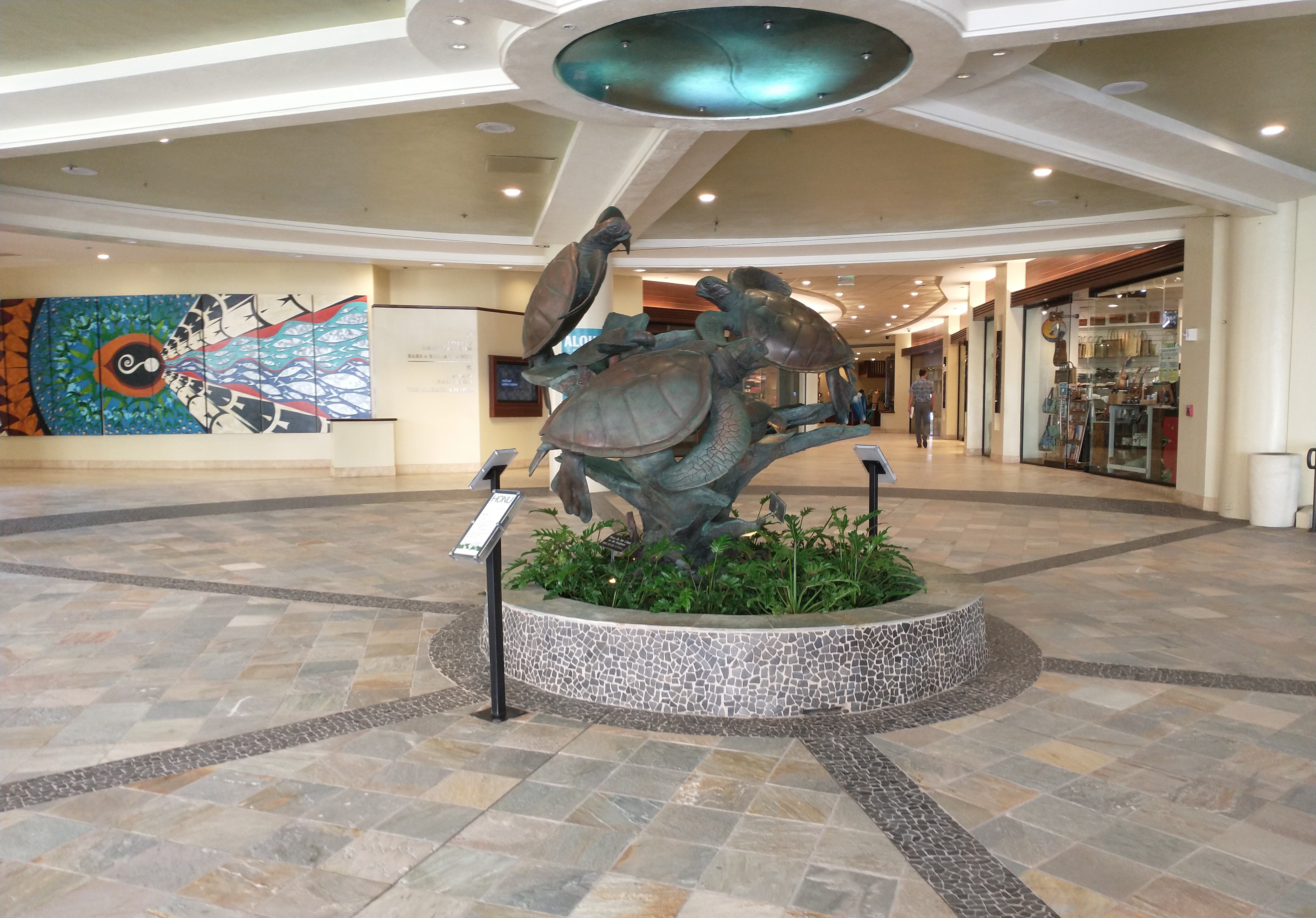 picture of the sea turtle statue at front entrance