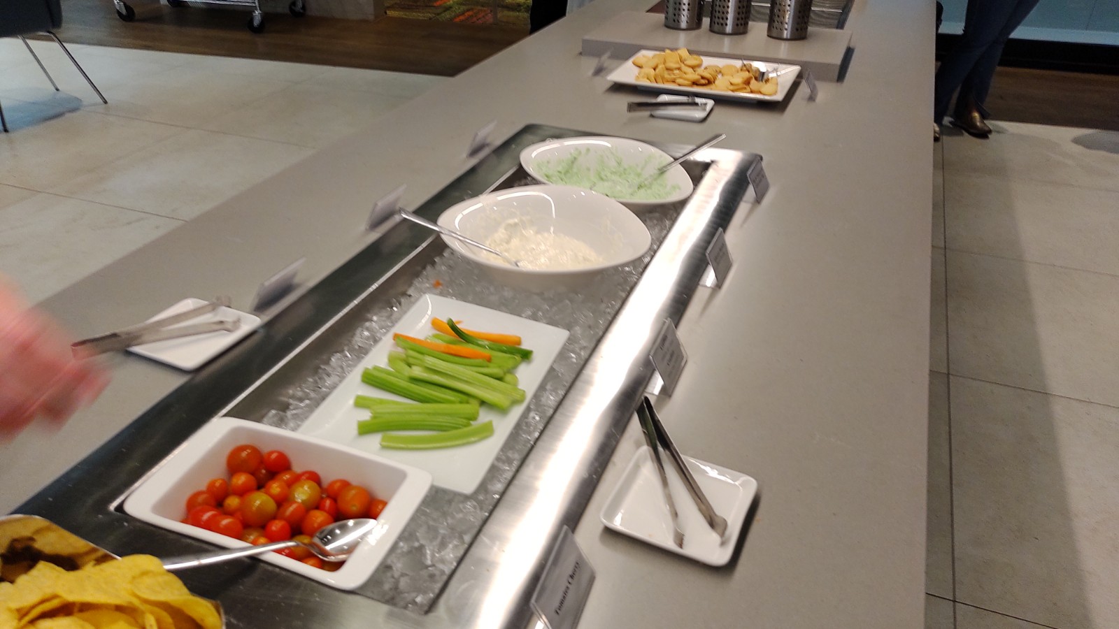 picture of the veggies and salad at the buffet island.