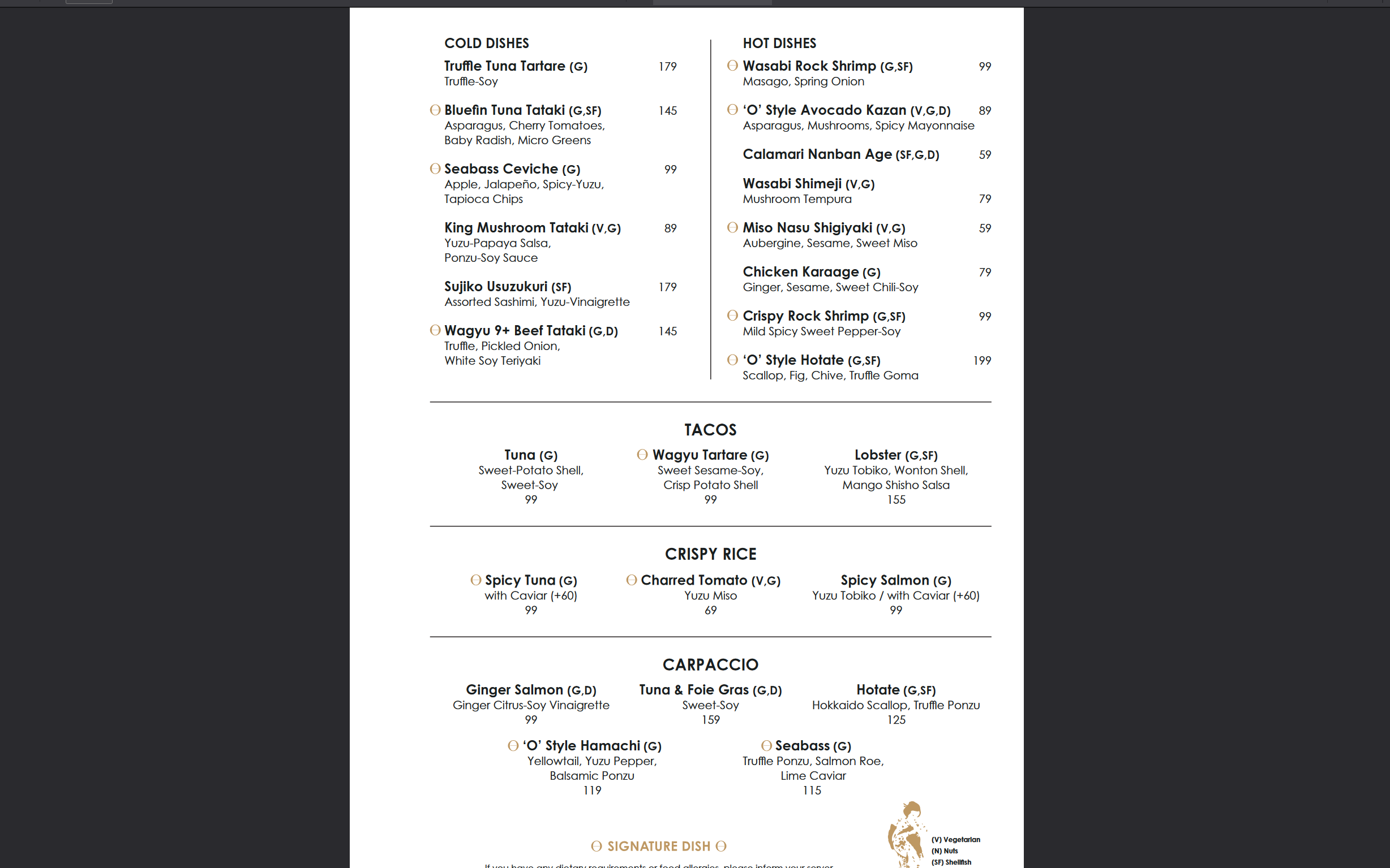 PAGE TWO OF THE MENU SHOWING COLD AND HOT DISHES.