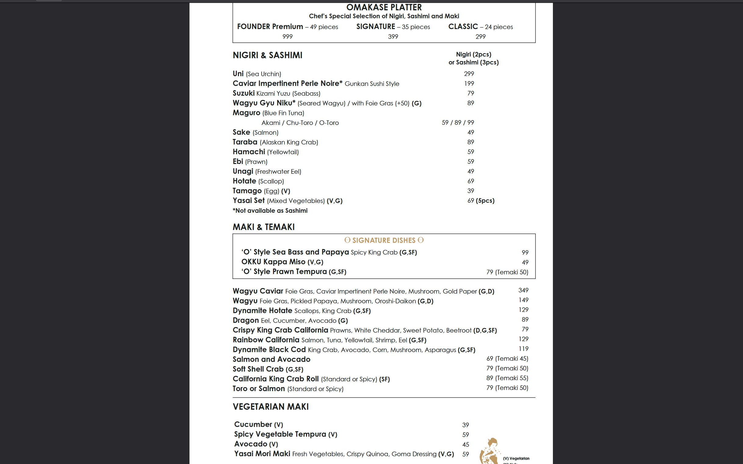 PAGE FOUR OF MENU FEATURING SOME SIGNATURE DISHES OF OKKU.