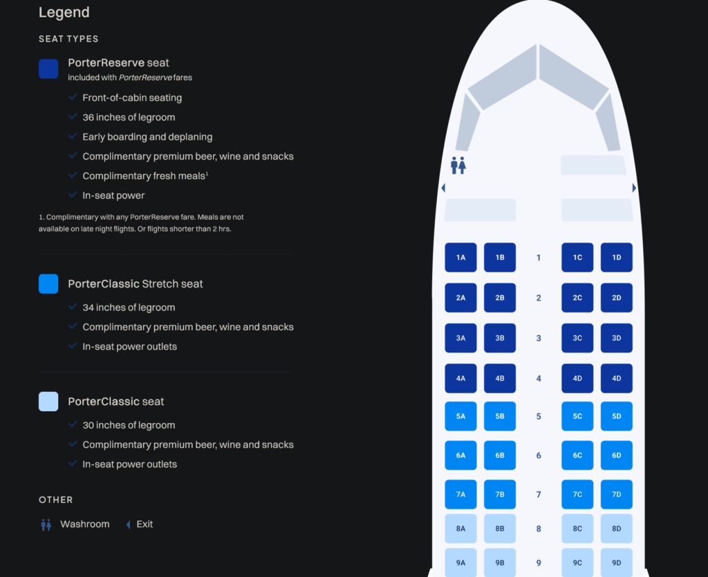 PICTURE OF THE SEATING ON THE AIRCRAFT.