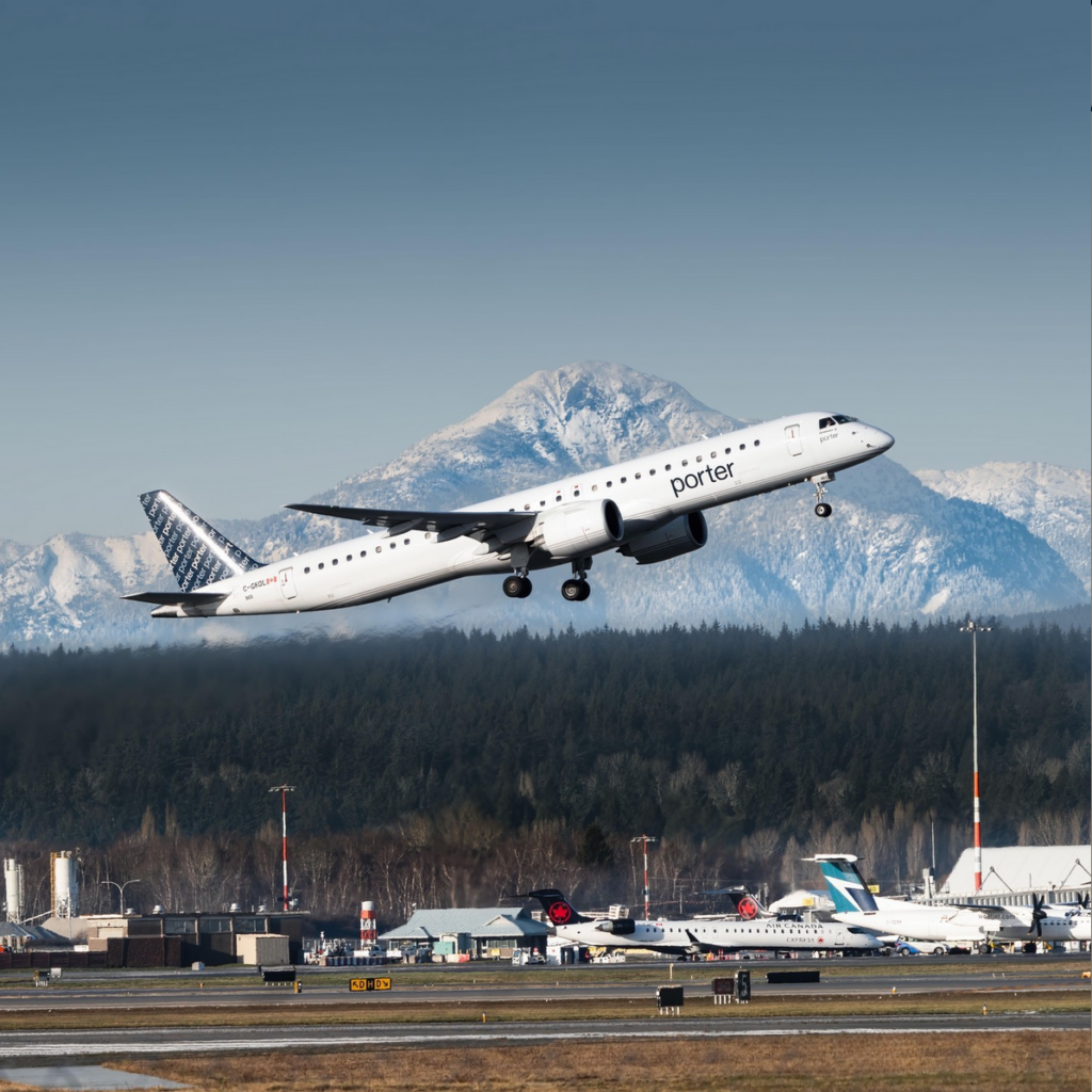 PICTURE OF  PORTER'S E195 DEPARTING.