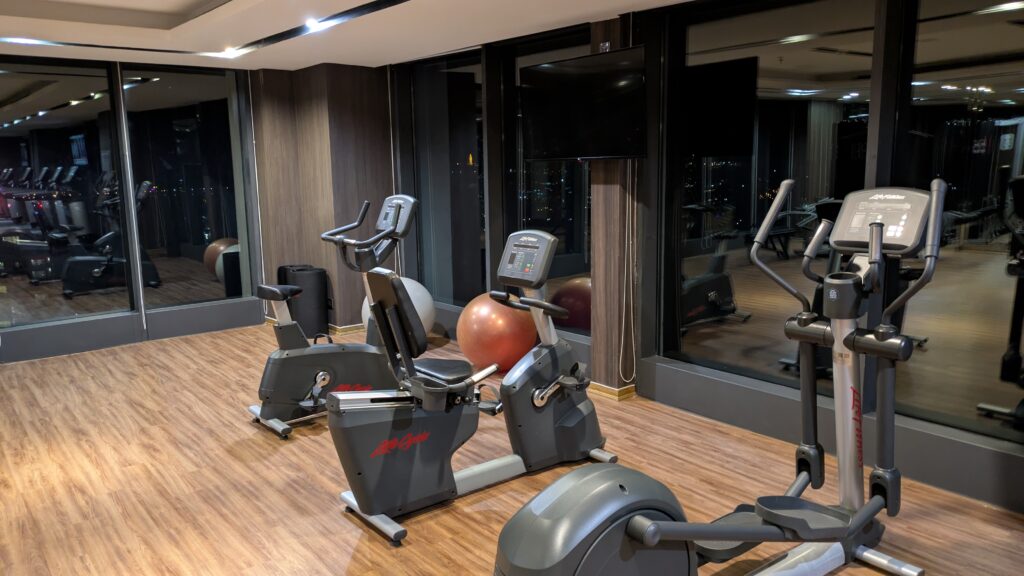 PICTURE OF SOME EXERCISE MACHINES.